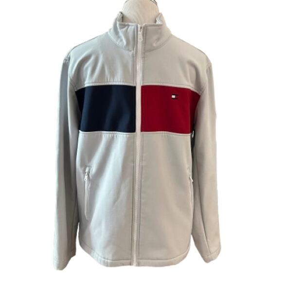 EUC Tommy Hilfiger Ice/Two Tone Flag Soft-shell Colorblock Jacket. Size L - Picture 3 of 11